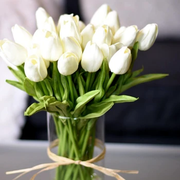 10ШТ Искусственный цветок Тюльпан, искусственный букет на ощупь, Искусственный цветок из полиэтилена, поддельный цветок для свадебного украшения, Цветы, декор для дома и сада