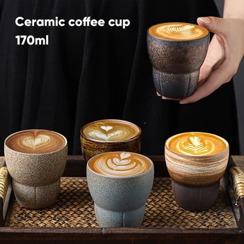 1шт 170 мл Японская Керамическая Кофейная чашка Керамические Чашки для Эспрессо Винтажная Чайная чашка Кунг-фу Офисная и бытовая Кружка для воды Оптом