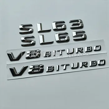 2015 Хромированные Острые Буквы SL63 SL65 V8 Biturbo Top ABS Эмблема для Mercedes Benz AMG Боковое Крыло Автомобиля Шильдик Багажника Наклейка С Логотипом
