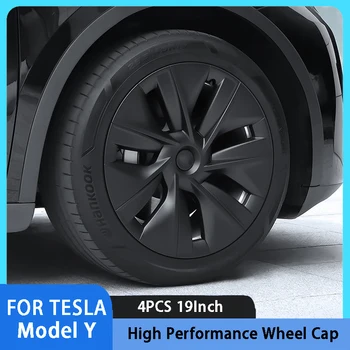 4ШТ Колпачок ступицы, сменный колпачок колеса автомобиля, 19-дюймовый автомобильный колпачок, полное покрытие обода, Аксессуары для Tesla Model Y 2020-2022