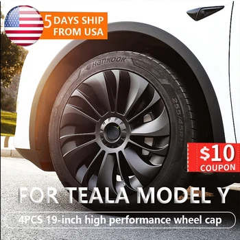 4ШТ для Tesla Model Y, 19-дюймовая крышка ступицы, сменная крышка колеса, Автомобильная крышка ступицы, полное покрытие обода, Аксессуары 2018-2022