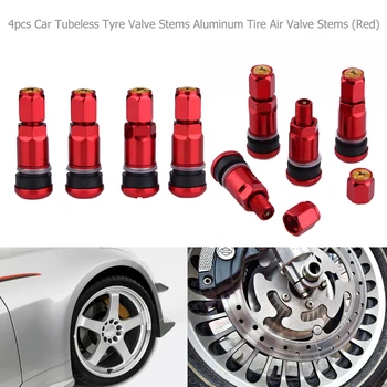 4шт Стержни клапанов бескамерных шин для автомобилей, колпачки стержней воздушных клапанов для шин из алюминиевого сплава