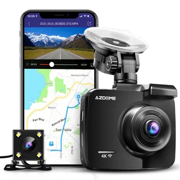 AZDOME GS63H Dash Cam С Двумя Объективами 4K UHD Записывающая Автомобильная Камера DVR Ночного Видения WDR Встроенный GPS Wi-Fi G-Сенсор Обнаружения Движения