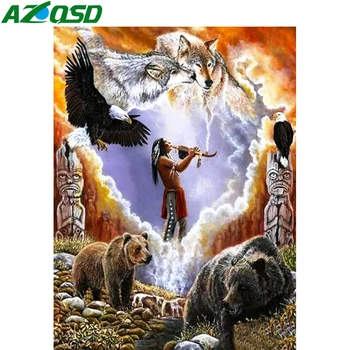 AZQSD Портрет с алмазной мозаикой, Индийское Изображение Из страз, Полная Квадратная Алмазная Роспись Животных, Подарок для Хобби ручной работы