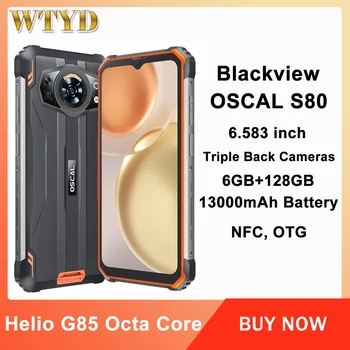 Blackview OSCAL S80 6 ГБ 128 ГБ 6,583-дюймовый Прочный Телефон IP68 / IP69K Водонепроницаемый 13000 мАч Мобильный телефон Helio G85 NFC OTG 4G Смартфон