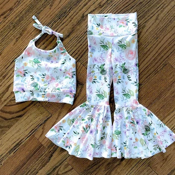FOCUSNORM/ Комплекты летней праздничной одежды для маленьких девочек от 0 до 5 лет, 2 предмета, жилет без рукавов с цветочным принтом, топы + расклешенные брюки