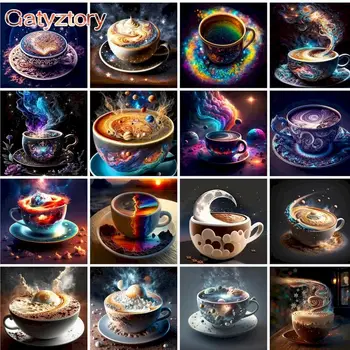 GATYZTORY Рамка Star Coffee Картина своими руками по номерам Современная абстрактная картина маслом ручной работы Украшение дома для настенного искусства