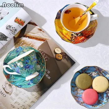 Nordic Light Роскошные Керамические Кофейные кружки с ручной росписью, креативный Костяной фарфор, Британские Золотые чайные чашки, бытовая посуда для напитков