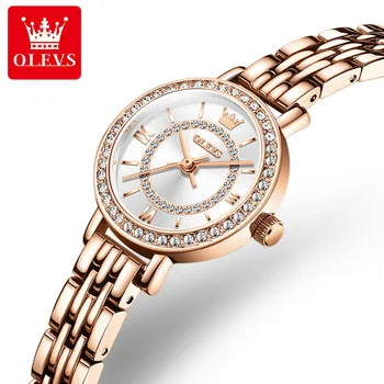 OLEVS 5508 Модные женские часы с ремешком из нержавеющей стали, водонепроницаемые сверхтонкие высококачественные кварцевые женские наручные часы