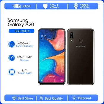 Samsung Galaxy A20 A205U Восстановленный-Оригинальный разблокированный 4000 мАч Wi-Fi 1 SIM Android 13.0MP LED 6.2 