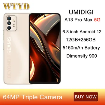 UMIDIGI A13 Pro Max 5G 12GB + 256GB 64-Мегапиксельная Камера Мобильного телефона 6,8 дюйма Android 12 5150mAh Аккумулятор Dimensity 900 Восьмиядерный Smatphone