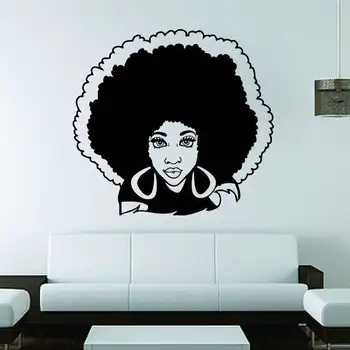 Африканская женщина, девушка, сексуальный африканский салон красоты, парикмахерская, спа, виниловая наклейка на стену, украшение интерьера спальни, художественная роспись FZ58