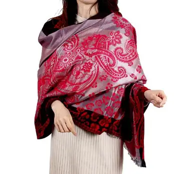 Большая шаль из орехов кешью в этническом стиле, осенне-зимний теплый длинный шарф, утолщающий и удлиняющий женский шарф, Жаккардовый длинный платок