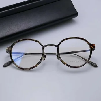 Бренд Masuna Овальные очки из титана в черепаховой оправе Ручной работы в Японии, оправа для очков от близорукости в винтажном стиле, рецепт