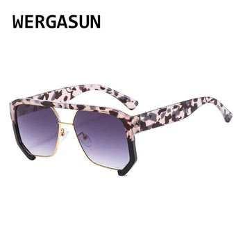 Винтажные Трендовые солнцезащитные очки в полурамке, Негабаритные мужские и женские Винтажные квадратные солнцезащитные очки с модными оттенками