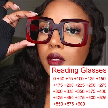 Винтажные оправы для оптических очков 2022 года, Уникальные очки для чтения с синим светом и красным квадратом по рецепту для женщин Плюс очки от 0 ДО 6 для мужчин