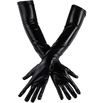 Горячие женщины сексуальные Длинные перчатки из искусственной кожи Для вечеринок Танцы на шесте Женские Латексные перчатки в готическом панковском стиле Косплей Костюмы