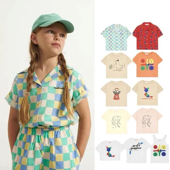 Детская одежда 2023, Новые летние футболки для мальчиков, повседневные хлопковые топы для маленьких девочек, футболки, Модные комплекты детской одежды с героями мультфильмов