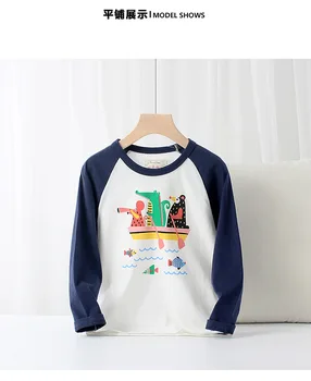 Детская одежда Весной И осенью, Корейская версия, Новая Детская рубашка С длинными рукавами, Детская контрастная рубашка Реглан,