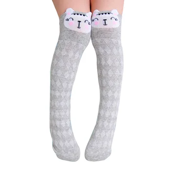 Детские гольфы Cat для девочек и мальчиков, повседневные летние модные сетчатые Длинные хлопчатобумажные носки с мультяшными эластичными аксессуарами для 3-8 лет