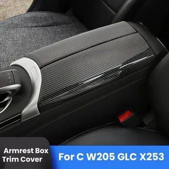 Для Mercedes-Benz (C W205/GLC X253) Цвет углеродного волокна Интерьер автомобиля Центральная консоль Подлокотник Отделка коробки Защитная крышка