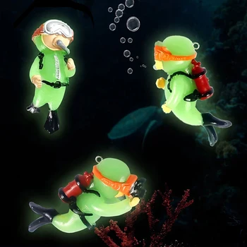Для аквариумных украшений Украшение аквариума Имитация Плавающего Лягушонка Светящиеся Аксессуары для аквариума Mini Diver Kawaii