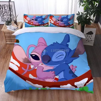 Домашний текстиль Disney Серия Cute Stitch Одеяло с цветным принтом, пододеяльник, наволочка, украшение детской спальни, комплект постельного белья