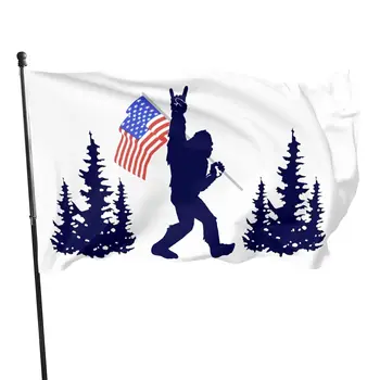 Забавный американский флаг, синий Снежный человек, Снежный Человек, Уличный флаг, баннер, прошитый двойными латунными люверсами, Домашний Декоративный флаг для дома