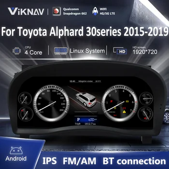 Замена комбинации приборов ViKNAV для Toyota Alphard 30series 2015-2019 Linux 12,3-дюймовый цифровой спидометр для автомобиля