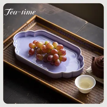 Изысканный чайный поднос в китайском стиле, Ретро Керамический горшок с подносом для сухих пузырьков, Домашняя Десертная фруктовая тарелка, чайный набор Кунг-фу, подарки