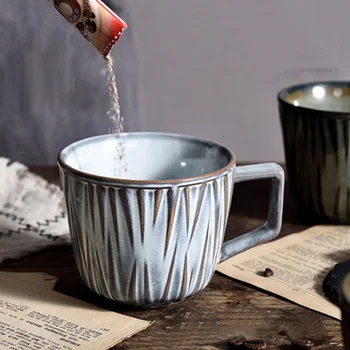 Керамическая кружка, обработанная в печи, ретро офисная чашка для питья в скандинавском минималистичном стиле, кофейная чашка для завтрака с молоком без крышки