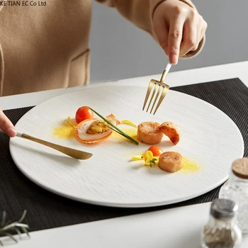 Керамическая плоская тарелка для стейка в западном стиле, высококачественная обеденная тарелка, домашняя 12-дюймовая тарелка для фруктового салата, Ресторанная посуда