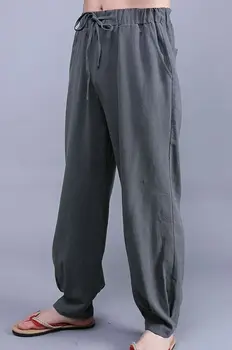 Китайский стиль, высококачественные хлопчатобумажные и льняные весенне-летние мужские брюки тан, брюки кунг-фу ушу, шаровары тайцзи