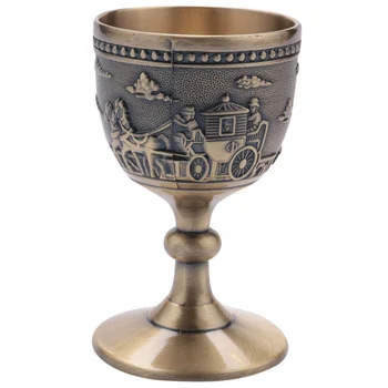 Классическая металлическая винная чашка ручной работы Маленький кубок Бытовой медный винный бокал с резьбой по дереву