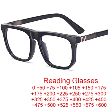 Классическая мужская Квадратная оправа для очков TR90, Оптические очки для чтения с синим светом, Брендовые Черные очки, Винтажные оттенки + 2 + 3