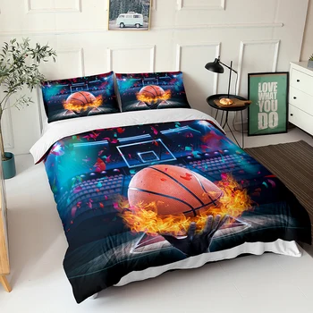 Комплект постельного белья для баскетбола с 3D рисунком, комплект пододеяльников для пуховых одеял для взрослых и детей, Детский домашний текстиль, 3 шт.