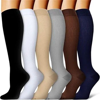 Компрессионные носки Спортивные носки для циркуляции крови, для похудения, сжигания жира, для Кроссфита, Однотонные Медицинские компрессионные носки для спортсменов