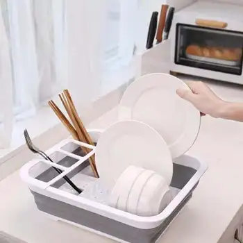Корзина для сливного бачка Кухонный Складной стеллаж для хранения посуды Сливной ящик для хранения мисок и палочек для еды Складная подставка для чаш Палочки для еды