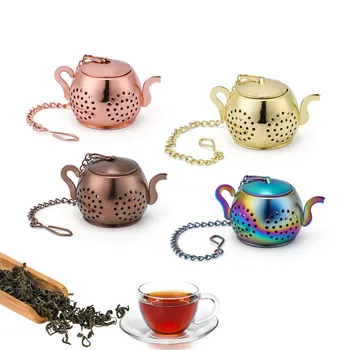 Креативная утечка чая из нержавеющей стали 304 Многофункциональное Простое Ситечко для чая в форме чайника с цепочкой Кухонные Принадлежности для чая