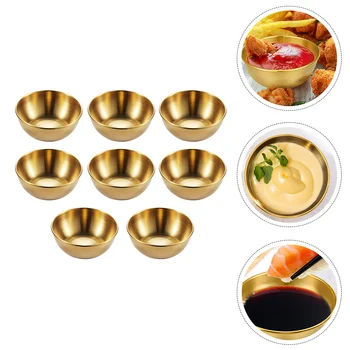 Круглые чаши для макания, лоток для приправ, Металлические Мини-тарелки для приправ, Хранение соуса, Чашки в горшочках из нержавеющей стали, блюдо для закусок в японском стиле