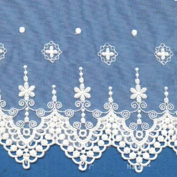 Кружевная ткань YACKALASI с хлопчатобумажной вышивкой, Мягкий тюль, кружевная юбка в цветочек, Отделка одежды, Зубчатая аппликация 27 см