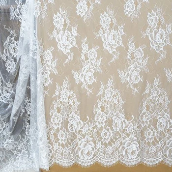 Кружевная ткань для свадебного платья с цветочным узором, кружево Шантильи, ширина (высота) 150 см, длина 300 см за штуку