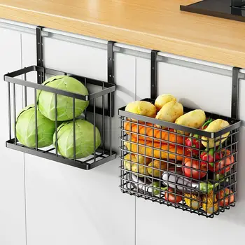 Кухонное хранилище Подвесная Корзина для фруктов, овощей, дверца шкафа для хранения приправ, Регулируемый Многофункциональный органайзер для корзин