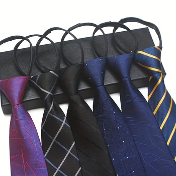 Легкая тянущаяся полиэфирная ленивая завязка1 шт 7 см/ 2,75 дюйма Удобный деловой повседневный галстук
