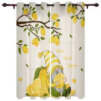 Летний Лимонный Гном с лимонным деревом Шторы для гостиной спальни Кабинета Декор Шторы Современные Кухонные Занавески на окна
