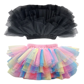 Летняя юбка-пачка для девочек, красочное радужное бальное платье, детские мини-юбки принцессы