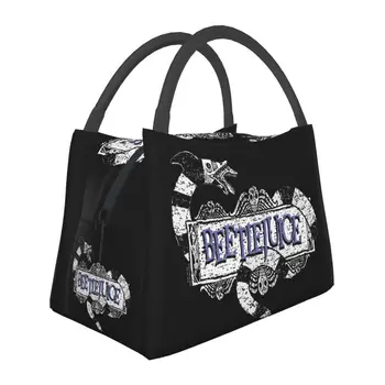 Логотип Horror Beetlejuice, Термоизолированная сумка для ланча из фильма Тима Бертона, сменная сумка для ланча для кемпинга, Многофункциональная коробка для еды