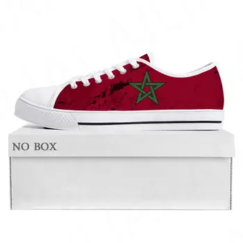 Марокканский флаг Низкие Высококачественные кроссовки Мужские Женские подростковые парусиновые кроссовки Morocco Prode Повседневная обувь для пар На заказ