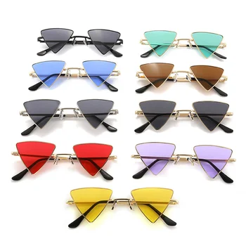 Модные винтажные треугольные солнцезащитные очки для женщин и мужчин, Роскошные брендовые солнцезащитные очки для женщин, Маленькие зеркальные поляризованные очки Gafas De Sol