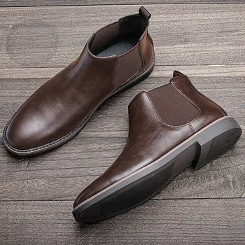 Мужские кожаные ботинки, размер 40-46, ботинки 